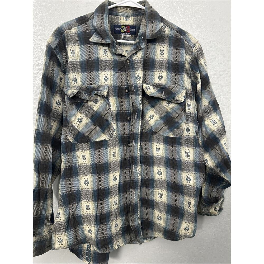 C&C Sportswear Men’s Vintage Flannel Size L Color Blue, Cream, Brown